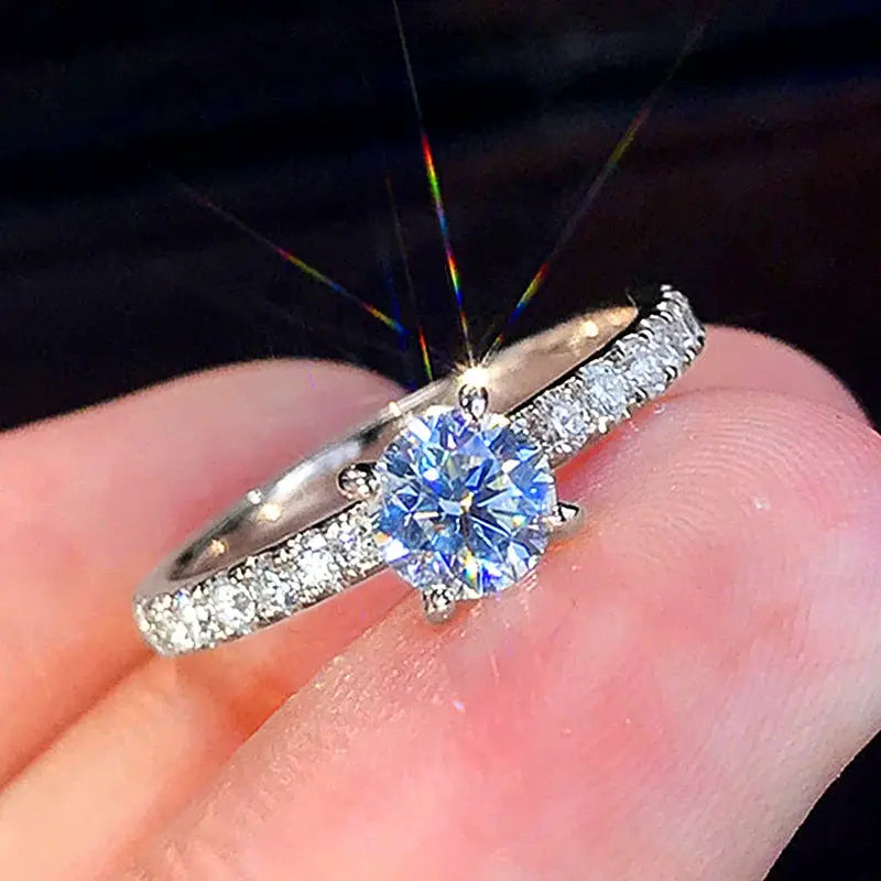 Huitan Classic Four Claw Design Round Zirconia Wedding Engagement Ring for Women Three Color Options Available