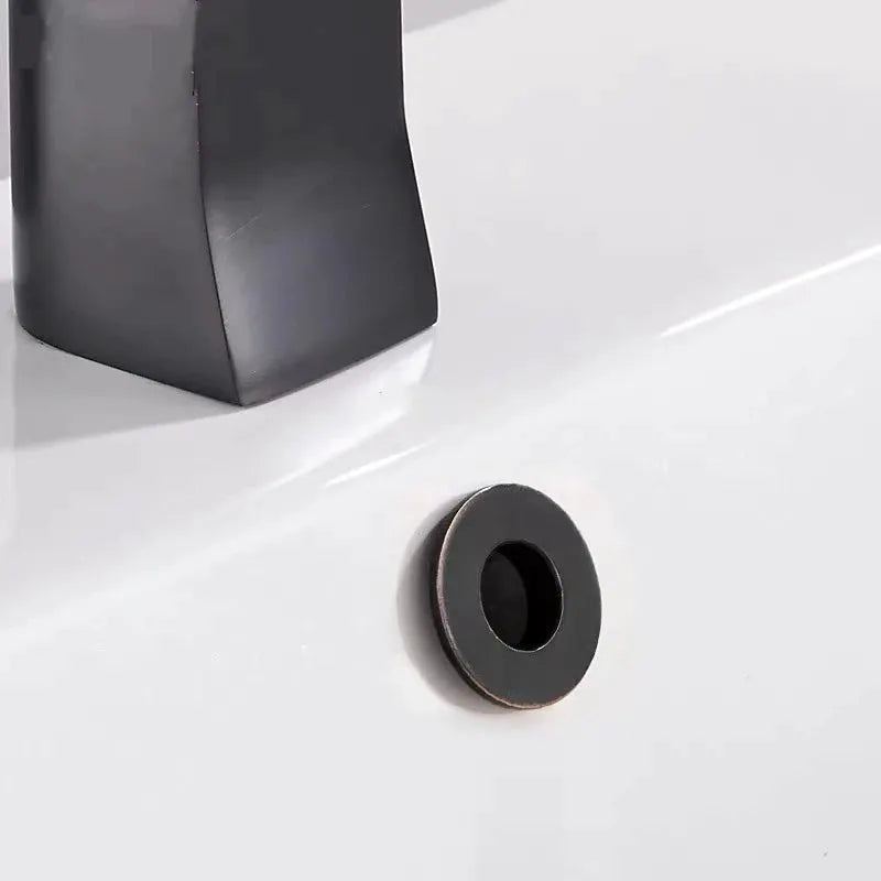 Overflow hole decorative cover, round black copper insert ring for sink by Simples Market