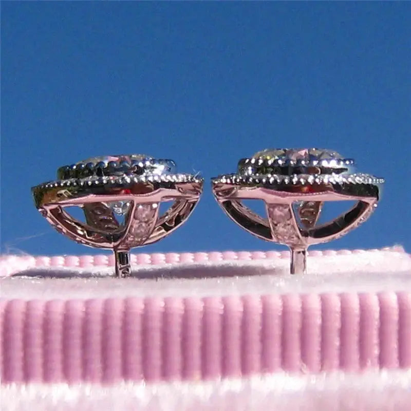 Huitan Delicate Small Round Stud Earrings With Shiny Cubic Zirconia Versatile Fashion Jewelry For Women Teens