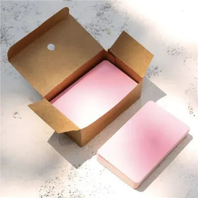 Pink notecards in a brown kraft box, 100pcs, Simples Market