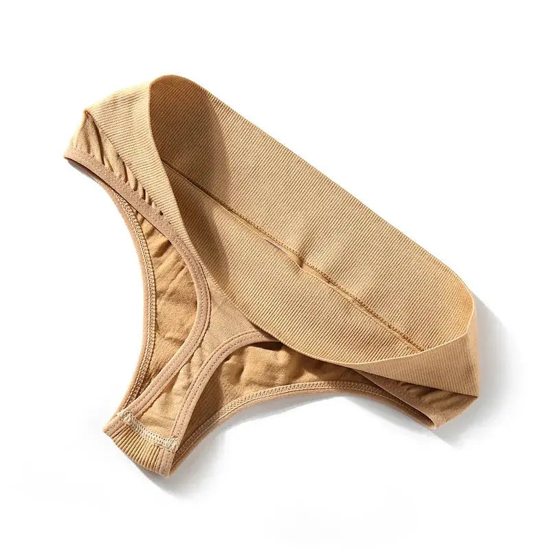 FINETOO beige bodyshaper thong underwear for women, seamless high-waist
