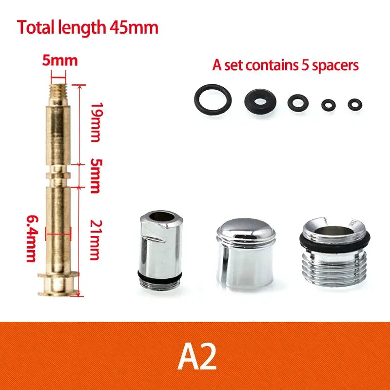Shower faucet diverter valve kit with brass pull rod, chrome caps, 5 spacers, Simples Market
