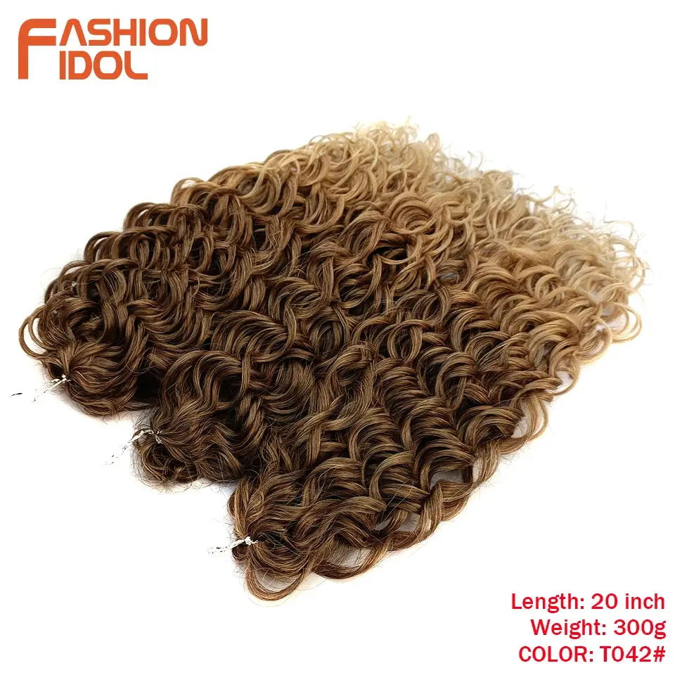 Jessica Hair Deep Wavy Twist Crochet Hair, Simples Market, 20 inch, color T042#, brown tones, 300g; Fashion Idol logo