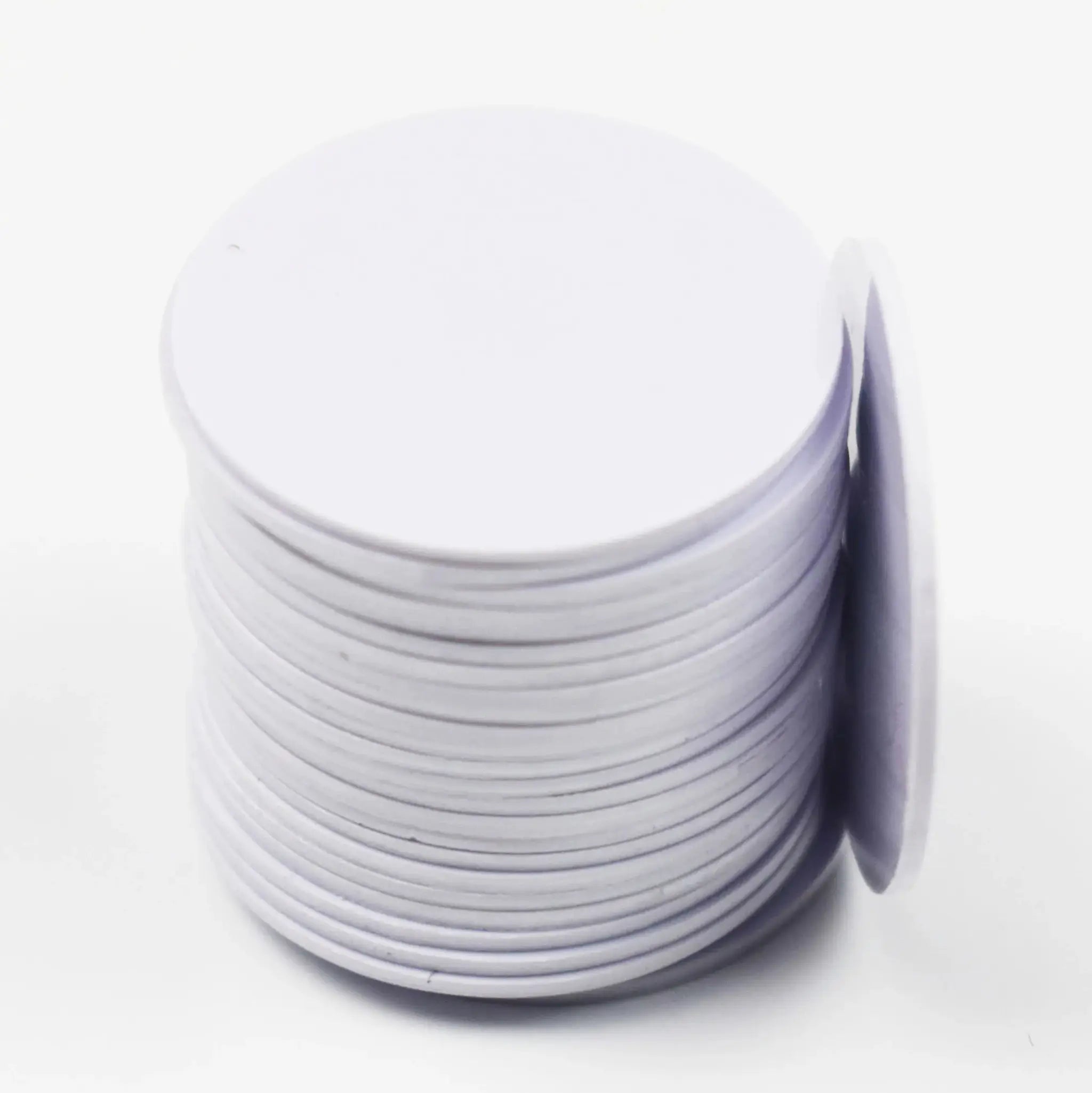 RFID coin tag, 25mm diameter, white with adhesive backing, TK4100 125kHz