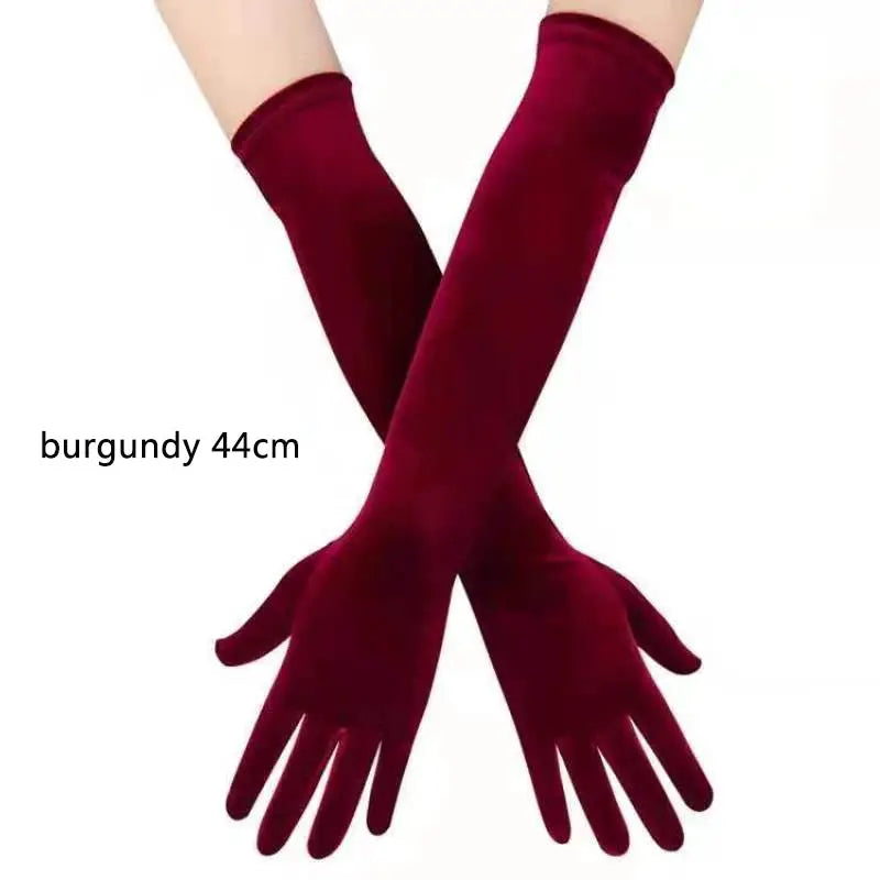 Velvet Gleam Luxury Velvet Evening Gloves For Women With Golden Accents Warm Autumn Winter Banquet Accessory