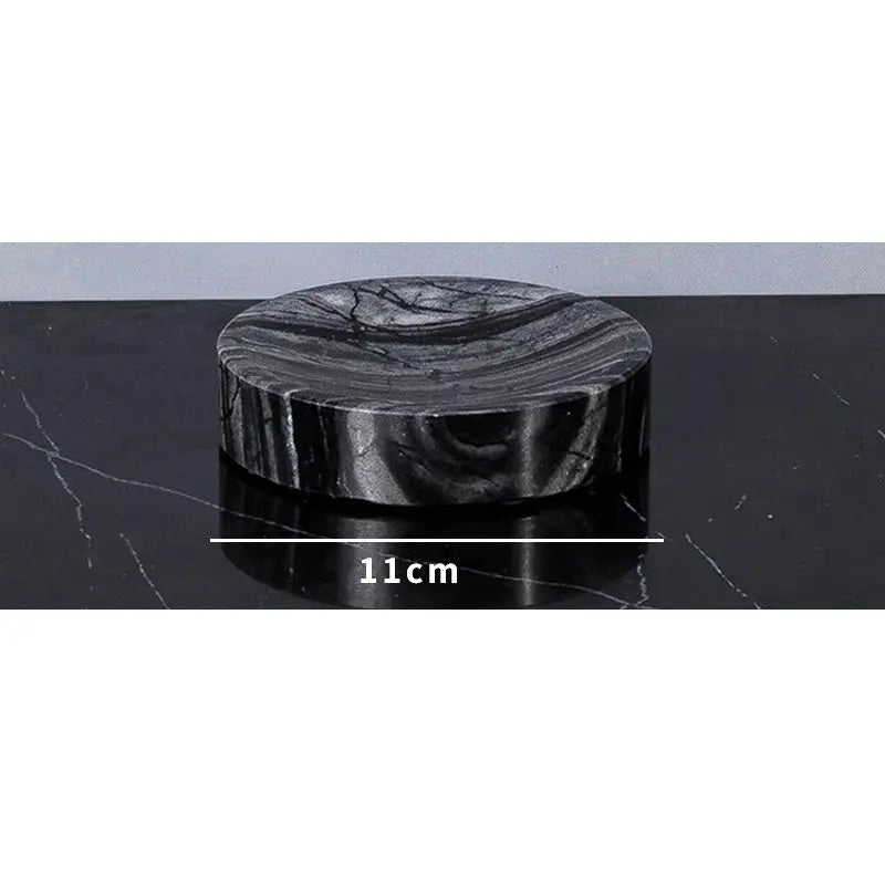 Round black marble bathroom accessory by Simples Market, 11 cm diameter