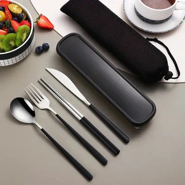 Equi 304 Stainless Steel Tableware Set Durable Rust Resistant Portable Cutlery With Ergonomic Handles And Box