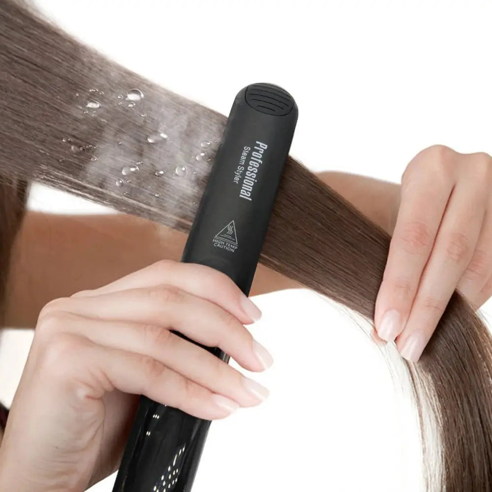 Simples Market professional steam hair straightener, black ceramic vapor flat iron with argan oil treatment