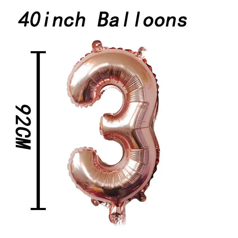 16 32 40 Inch Silver And Rose Gold Foil Number Balloons For Birthday Wedding Baby Shower Party Decorations