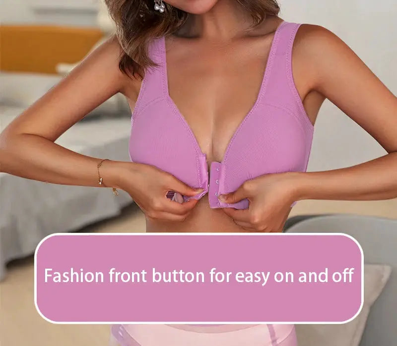 Push Up Front Button Bra in pink with front button closure