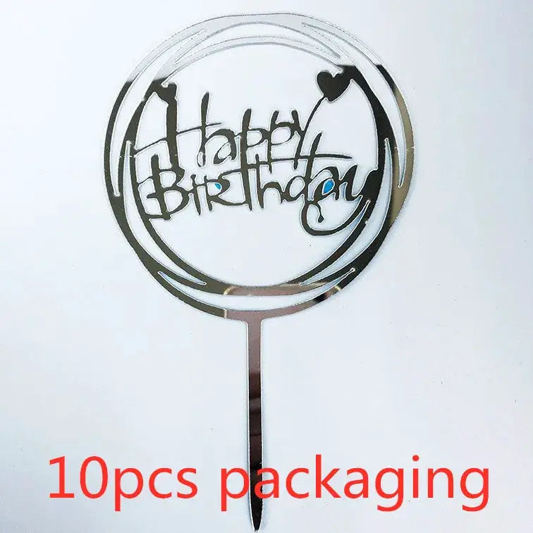 10 Pcs Rose Gold Silver Black Acrylic Cake Toppers Set For Birthday Parties Baby Showers And Dessert Decoration