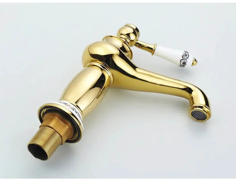 Antique brass bathroom faucet, solid brass, single-handle basin mixer tap ELFCT001 by Simples Market
