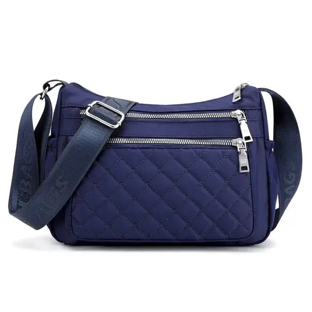 Yogodlns Women Nylon Shoulder Bag Waterproof With Multi Pocket Zipper Design For Travel And Everyday Use