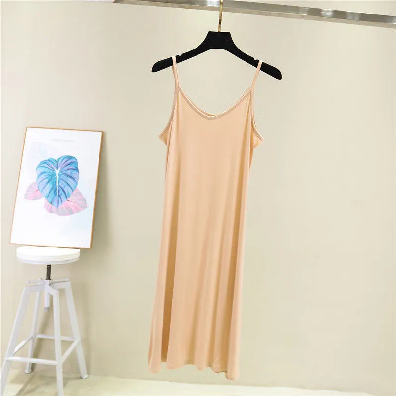 Spring Summer 2026 Women Tank Dress Modal O Neck Camisole Casual Beach