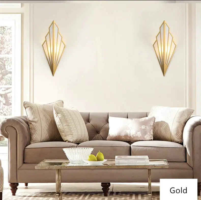 Nordic gold iron LED wall lamp pair, modern living room sconces by Simples Market