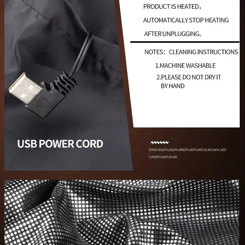 9 Zone Heated Vest Graphene Heating Jacket Unisex USB Powered Coat For Camping Outdoor Sportswear