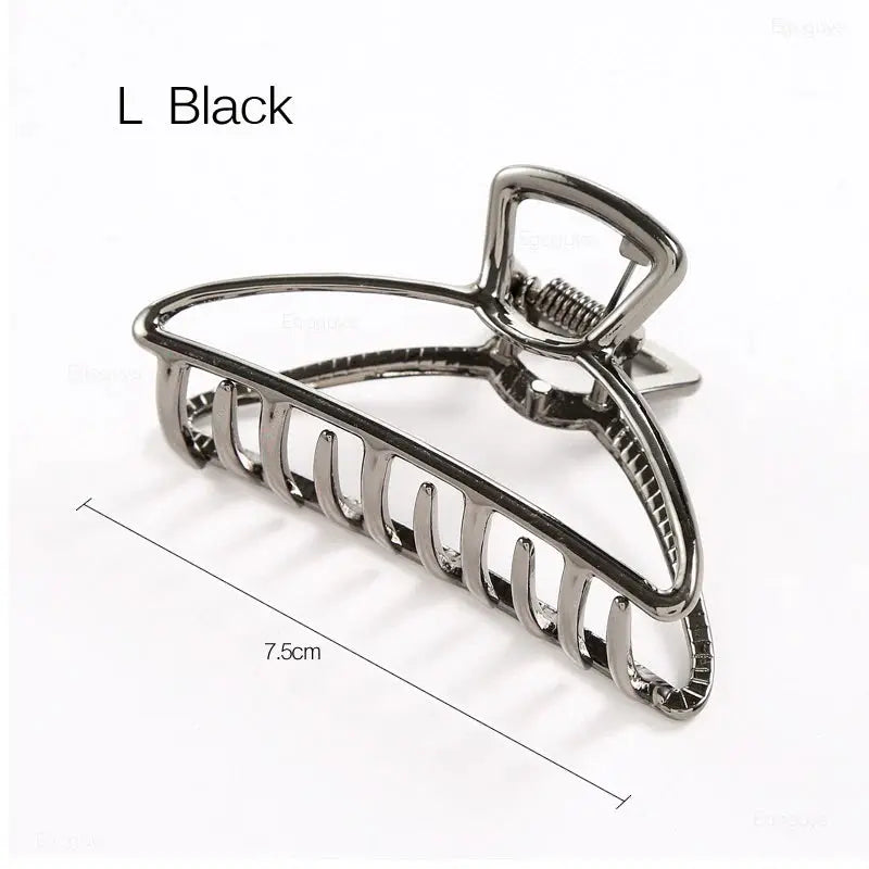 LuxeLocks Geometric Metal Hair Claw Clip With Strong Grip For Women And Girls Solid Color Korean Hairpins