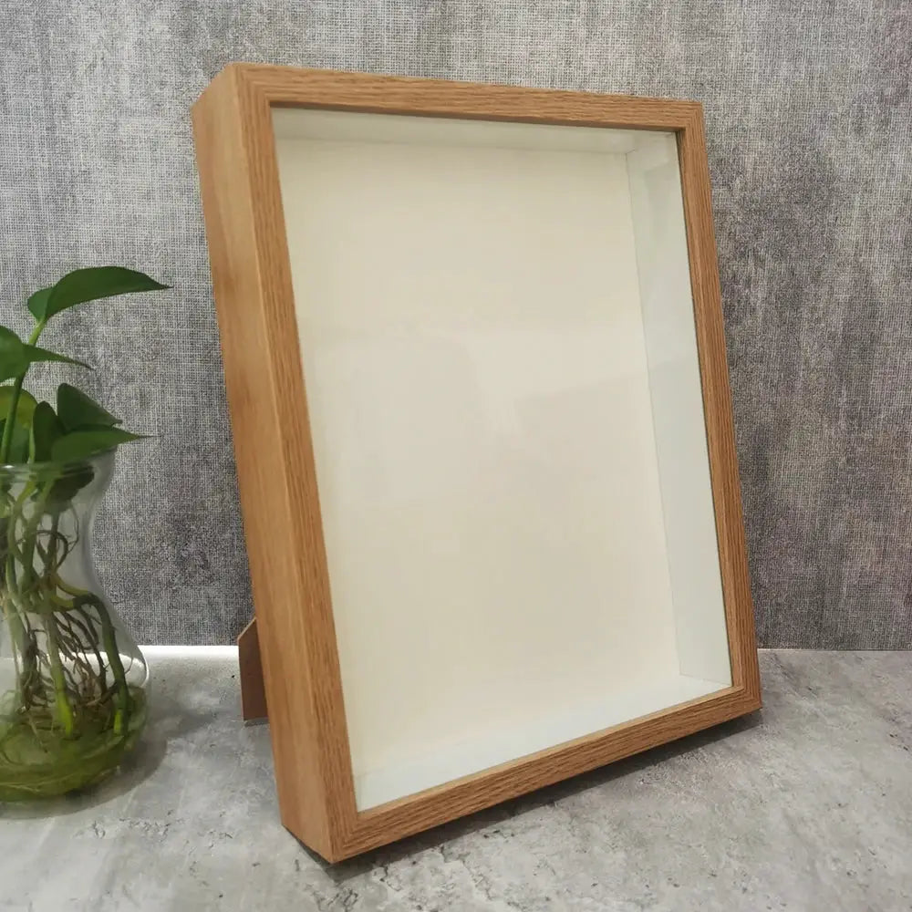 Wooden shadow box frame, 3 cm depth, white interior for displaying 3D photos