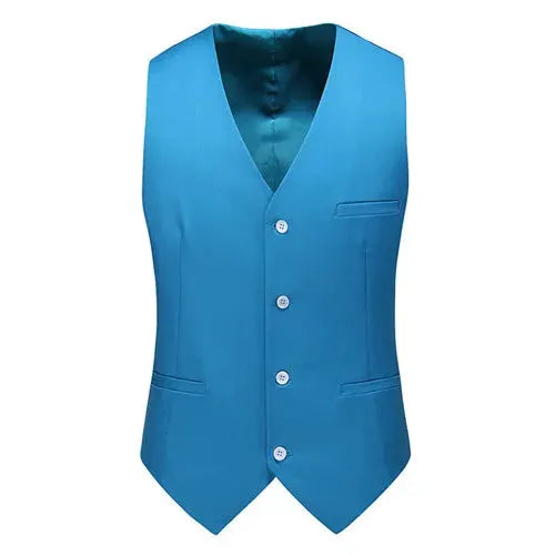 Men's royal blue vest waistcoat, slim-fit V-neck, Simples Market.