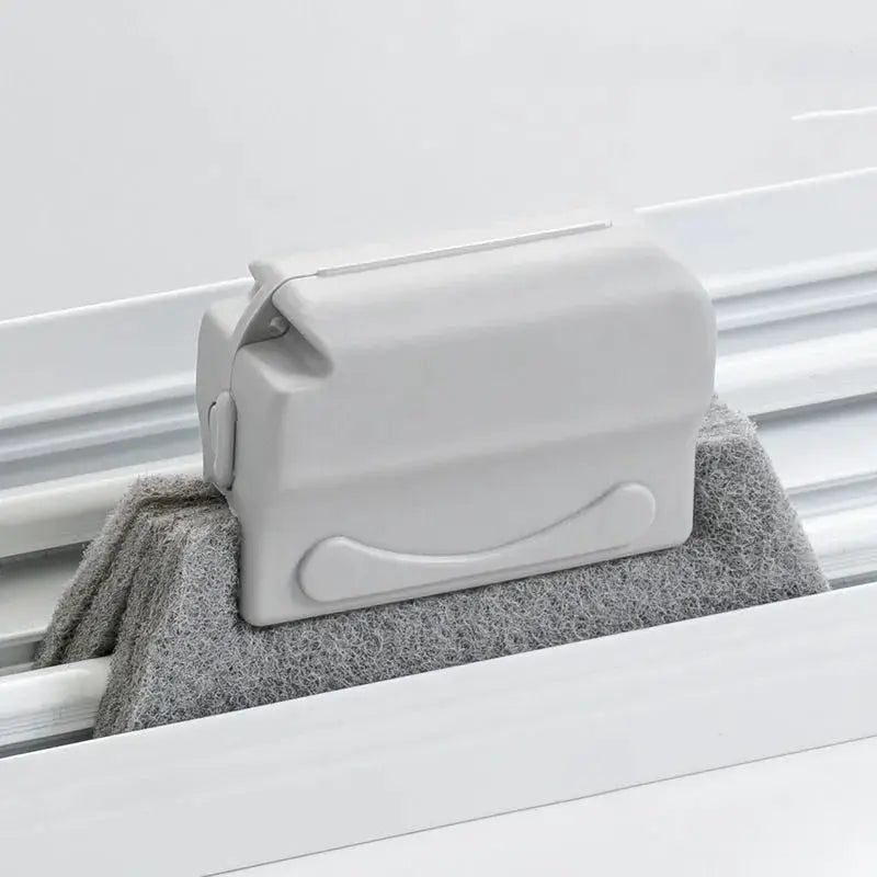 Groove cleaning brush for window slots by Simples Market, white plastic cleaning tool with foam pad