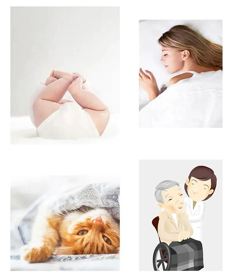 Simples Market six-sided waterproof mattress cover with zipper for twin to king beds; baby, woman, cat, elderly man.