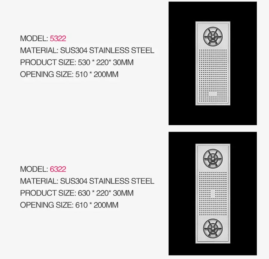 ASRAS Cup Washer panels, 304 stainless steel, 4mm brushed finish, bar counter/kitchen sink; models 5322 and 6322