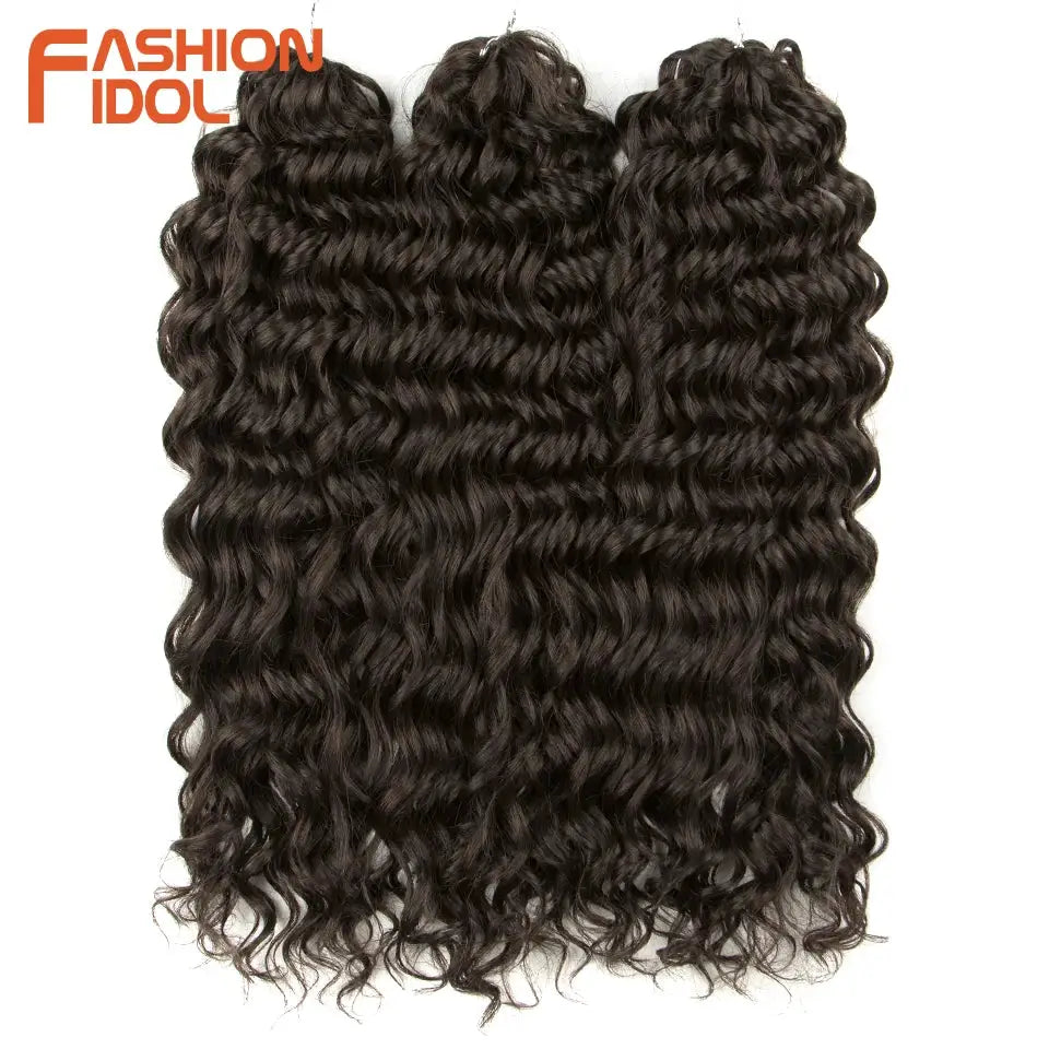 Fashion Idol Jessica hair three deep-wavy crochet bundles in black synthetic high-temp fiber