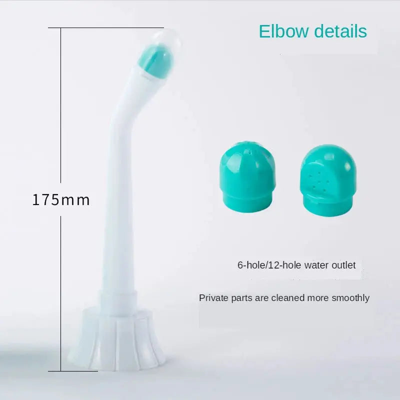 Simples Market portable bidet with curved white body and teal cap; includes two caps, 175mm tall.