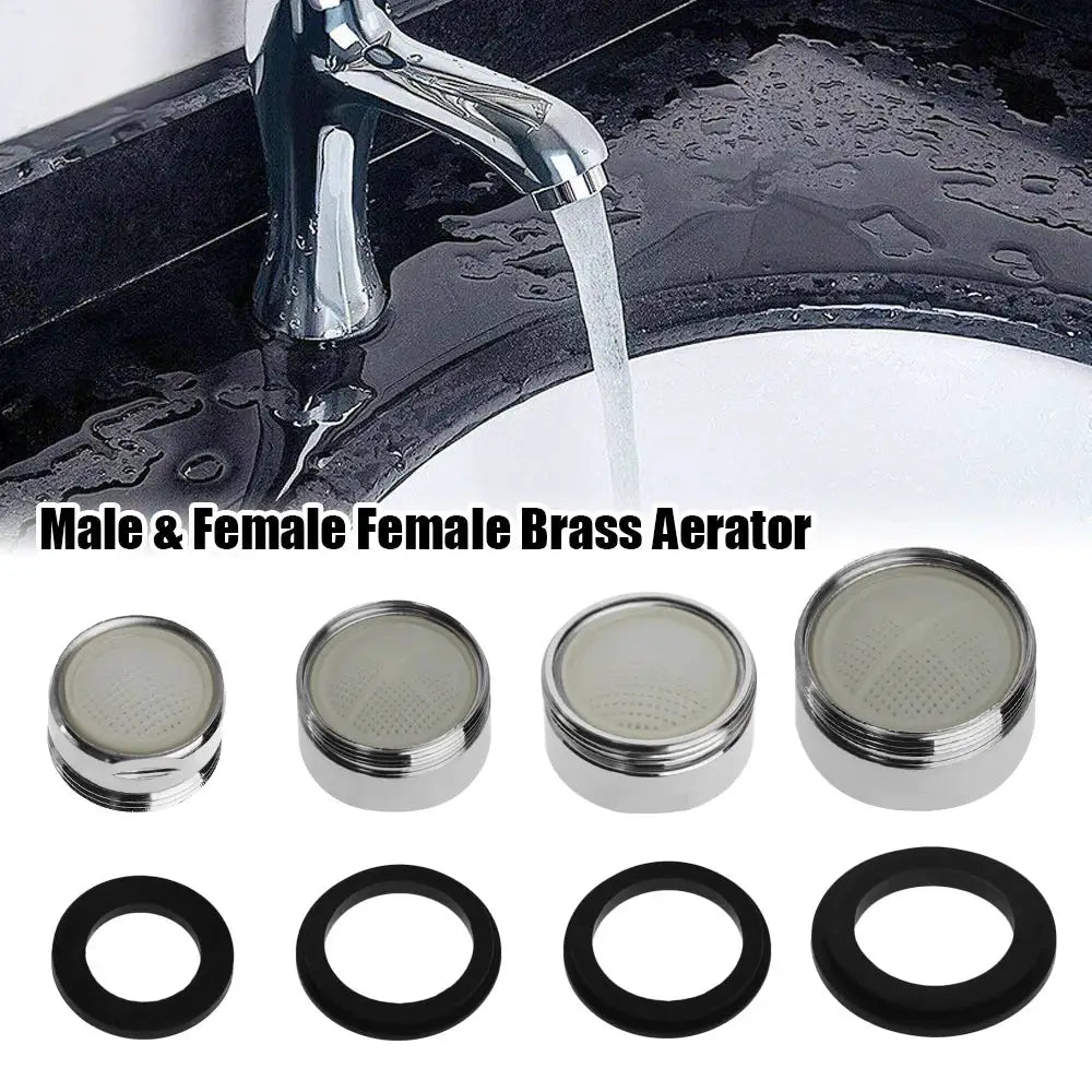 Faucet aerator set by Simples Market with 4 brass aerators and 4 rubber washers for 20/22/24/28 mm taps.