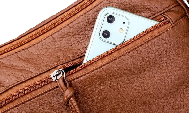 Top Selling Women Messenger Bag by Simples Market, brown PU leather with zipper pocket
