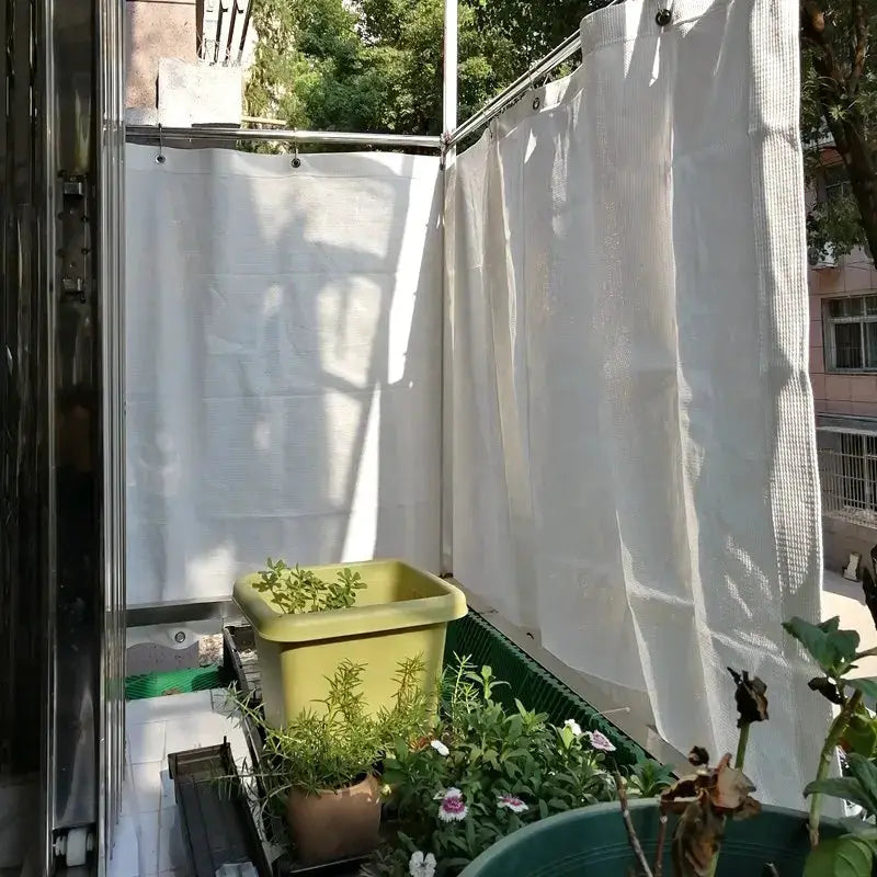Simples Market Tewango HDPE sun shade net, 95% UV-blocking, white balcony privacy screen