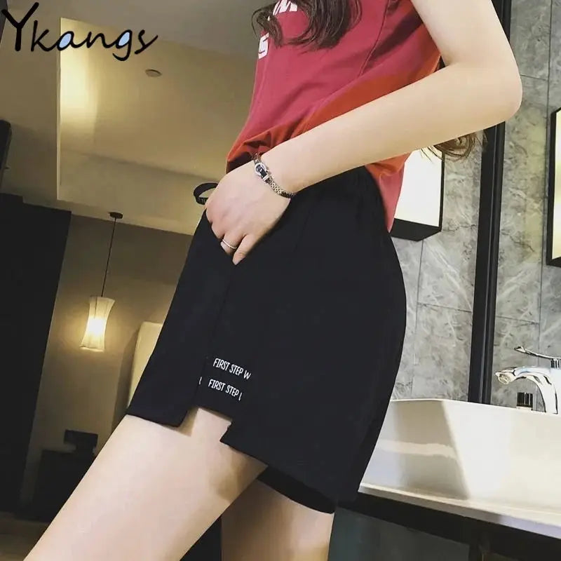 Simples Market women's red mid-sleeve loose blouse with irregular hem, Y2K chic casual top