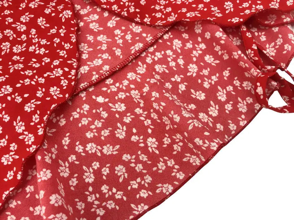 Summer Floral A Line Dress For Women V Neck Ruffles Mini Dress