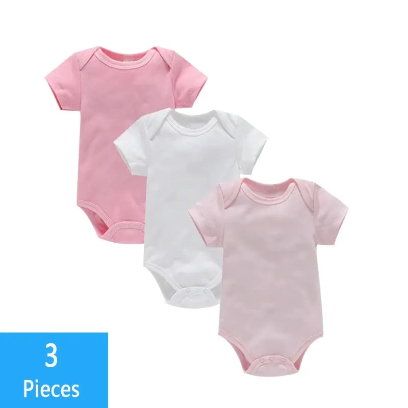 3 Piece Baby Bodysuit Set Cotton Summer Romper For Newborns Boys Girls Solid Color Jumpsuit Clothing