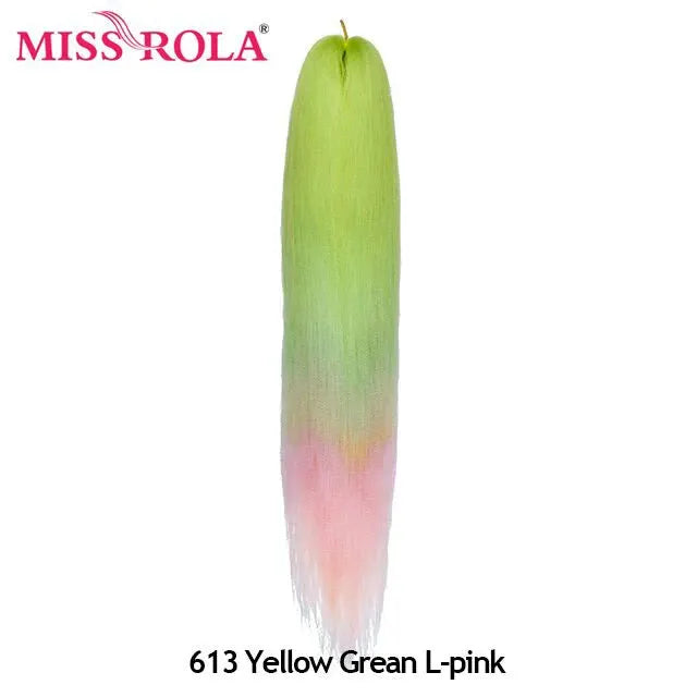 Miss Rola 30-inch synthetic Kanekalon braid extension in lime green to pink gradient