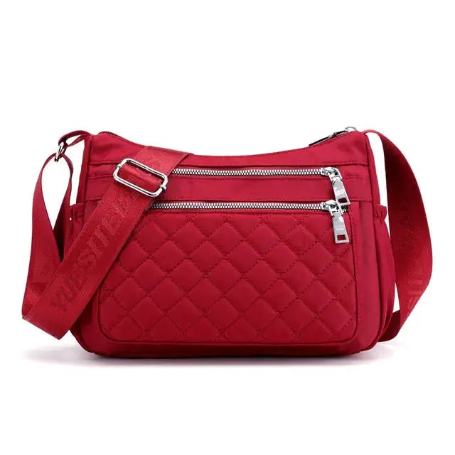 Yogodlns Women Nylon Shoulder Bag Waterproof With Multi Pocket Zipper Design For Travel And Everyday Use