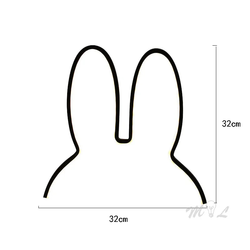 Rabbit-shaped LED night light USB desk lamp, black outline, 5W, Simples Market, kids room decor