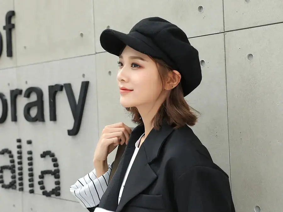 Everluxe Wool Blend Octagonal Newsboy Cap For Unisex All Season Comfort And Classic Style
