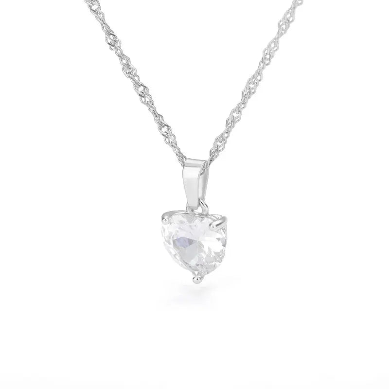 Heart Necklace For Women Stainless Steel Gold Plated Chain Zircon Heart Pendant Choker Wedding Boho Jewelry Gift