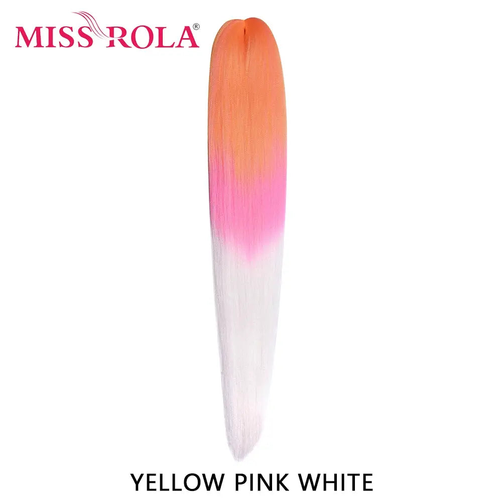 Miss Rola 30in synthetic Kanekalon hair braid, yellow pink white gradient, jumbo pre-stretched extension