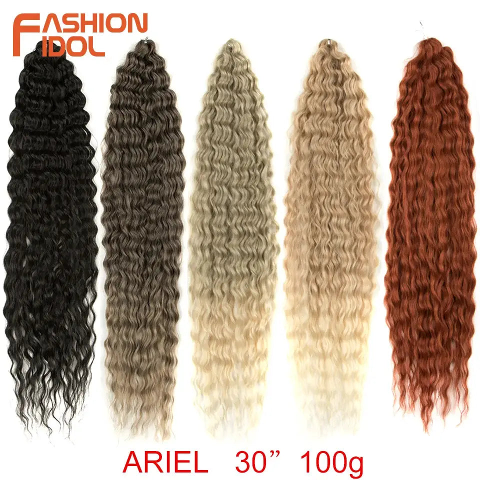 Ariel Curl Water Wave Twist Crochet Hair extensions, 6 ombre bundles, 22 inch, 100g, Simples Market; Fashion Idol logo