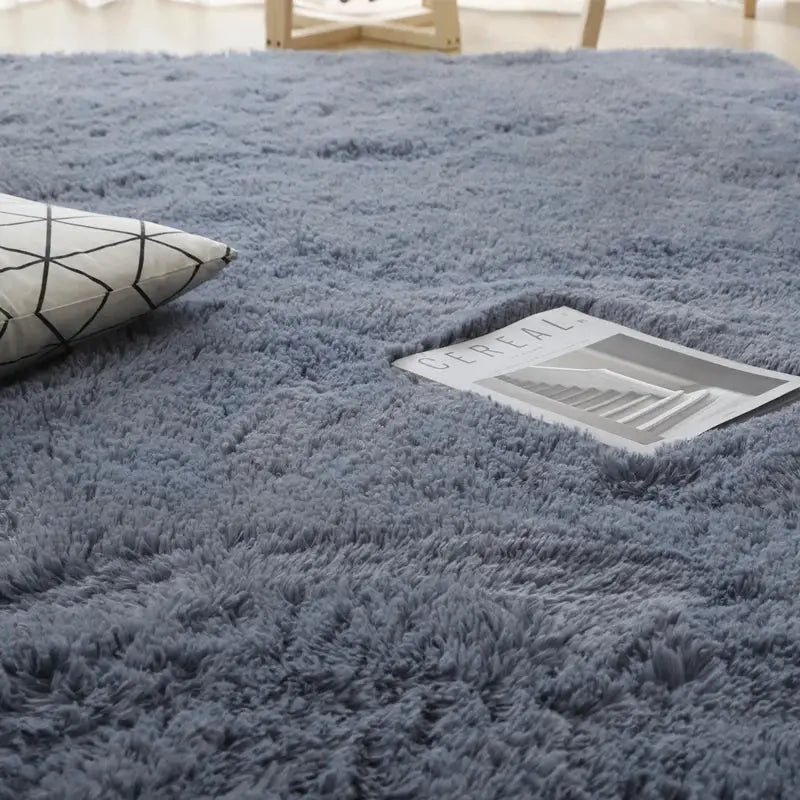 Grey fluffy shag rug 160x230 cm, long-pile floor mat for living room or children's room