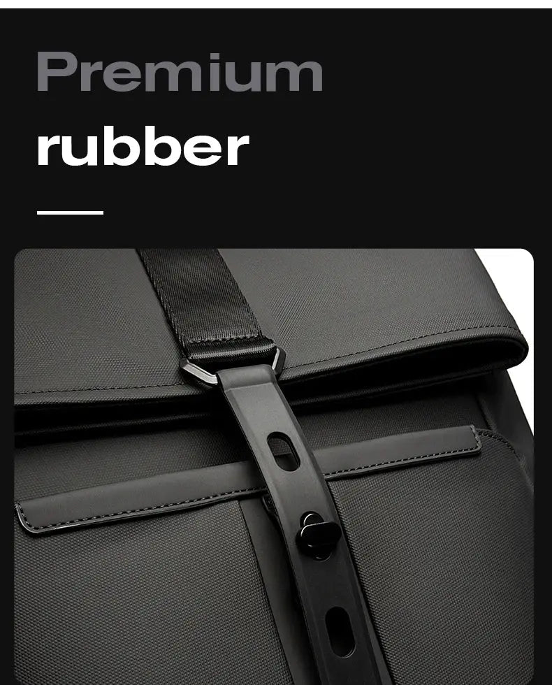 Backpack black anti-theft waterproof laptop bag with front strap and metal buckle