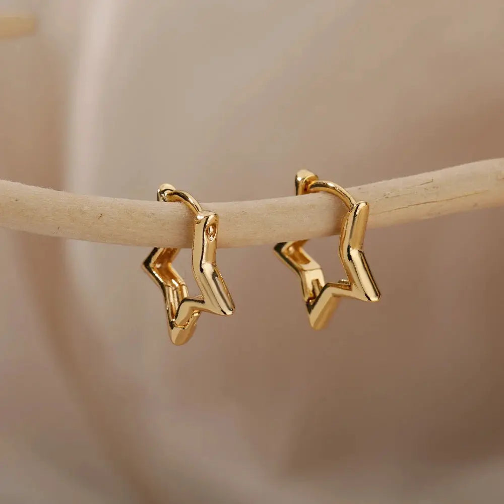Geometric Star Hoop Earrings Stainless Steel Hypoallergenic Jewelry For Women And Girls Gift