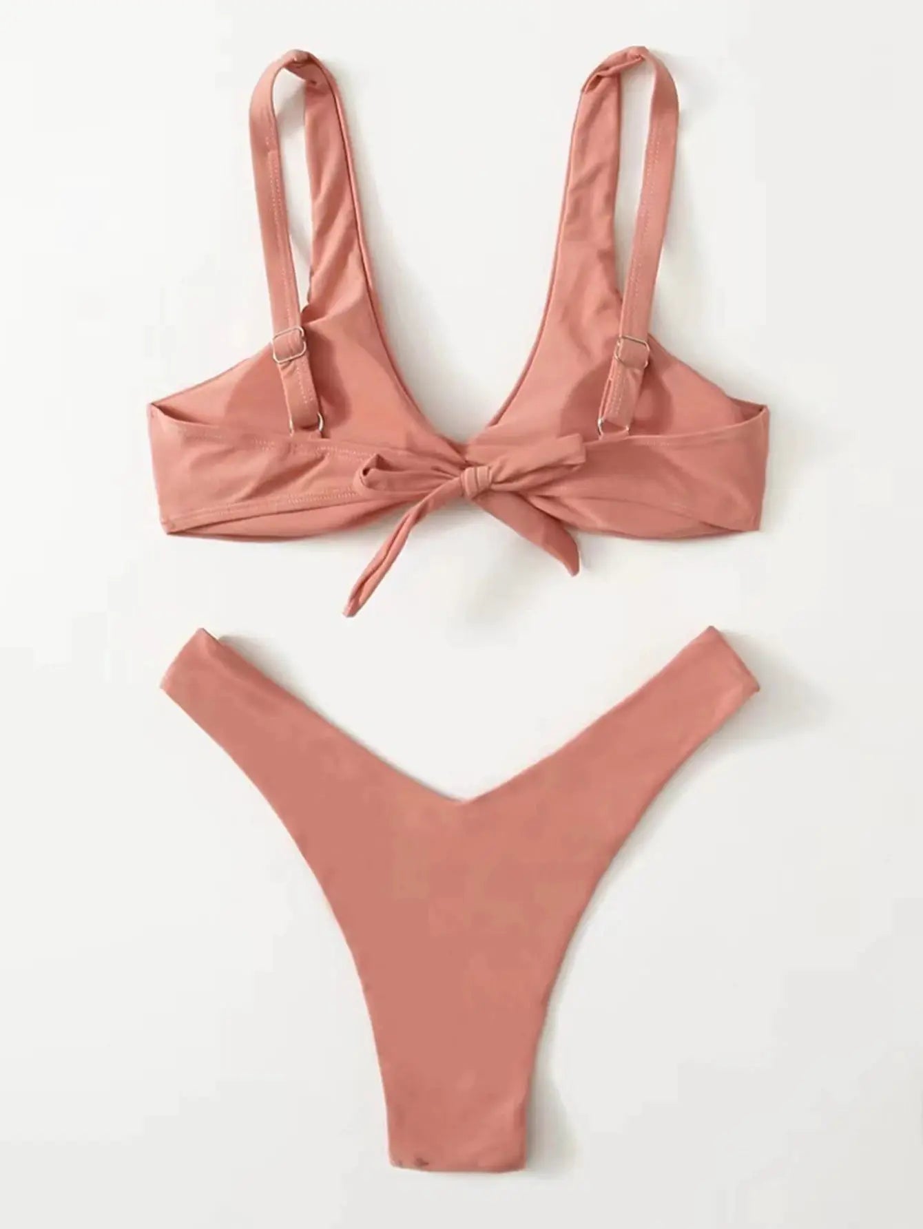 ZTVitality pink knot-front bikini set with padded top, adjustable straps and high-leg bottoms