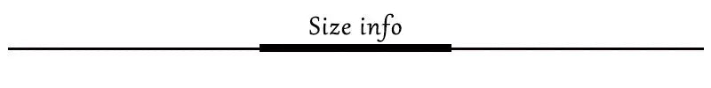 Size info banner for fitness bra product page with decorative horizontal lines