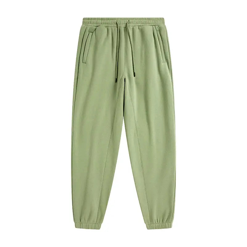 ZODF fleece sweatpants, olive green, 345gsm unisex joggers with drawstring and cuffed ankles.