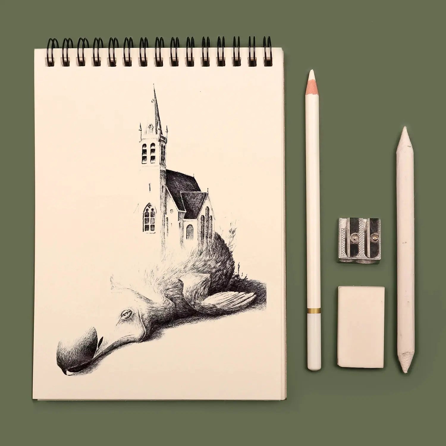 SeamiArt 3-pack white charcoal pencils (soft/medium/hard) by Simples Market for sketching