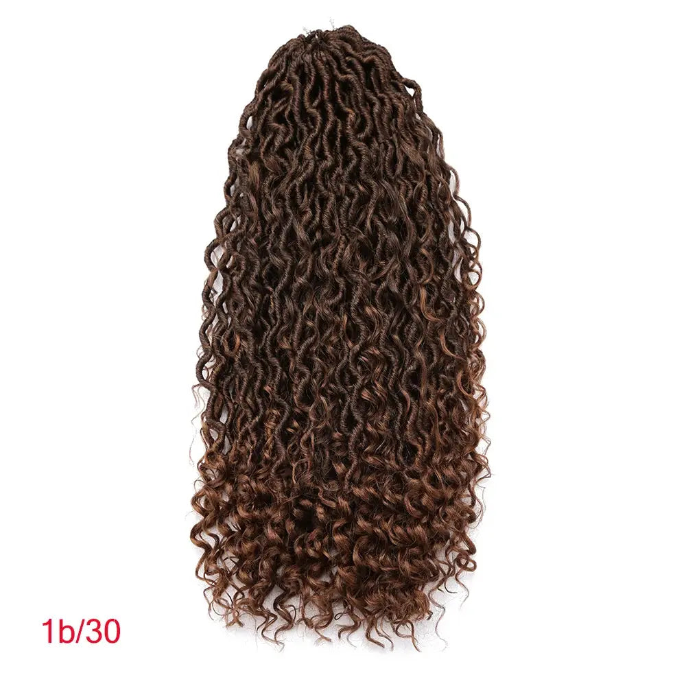 Synthetic Goddess Locs crochet hair extensions, long curly faux locs in 1b/30 black-brown mix