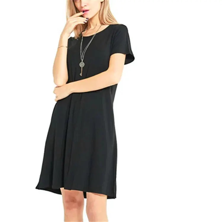 Instylis Women Casual Vintage O Neck Print Loose Mini Dress Sundress